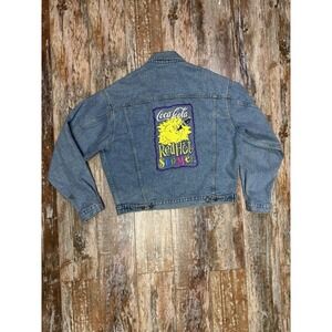 Vintage 90's Coca Cola Coke Red Hot Summer Blue Jean Gap Denim Jacket Women's L